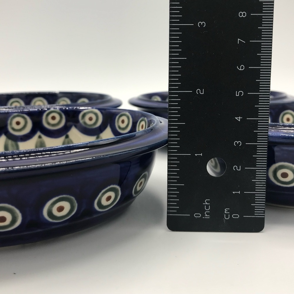 Polish Pottery Peacock Leaves Set of Four Bowls NWT - Picture 3 of 8